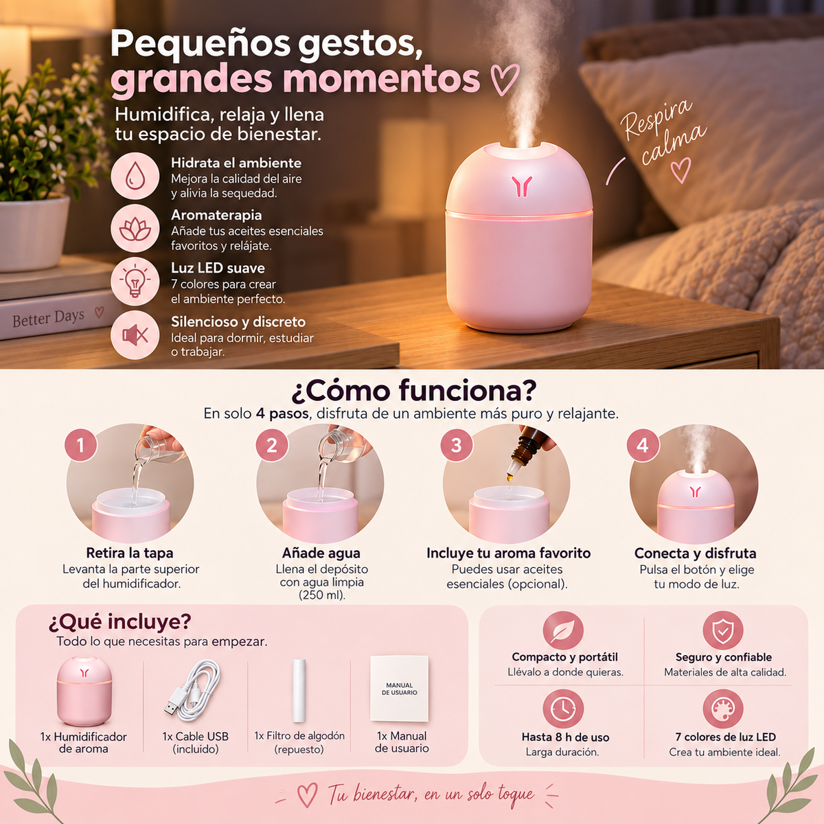 Mini Humidificador LED Airago